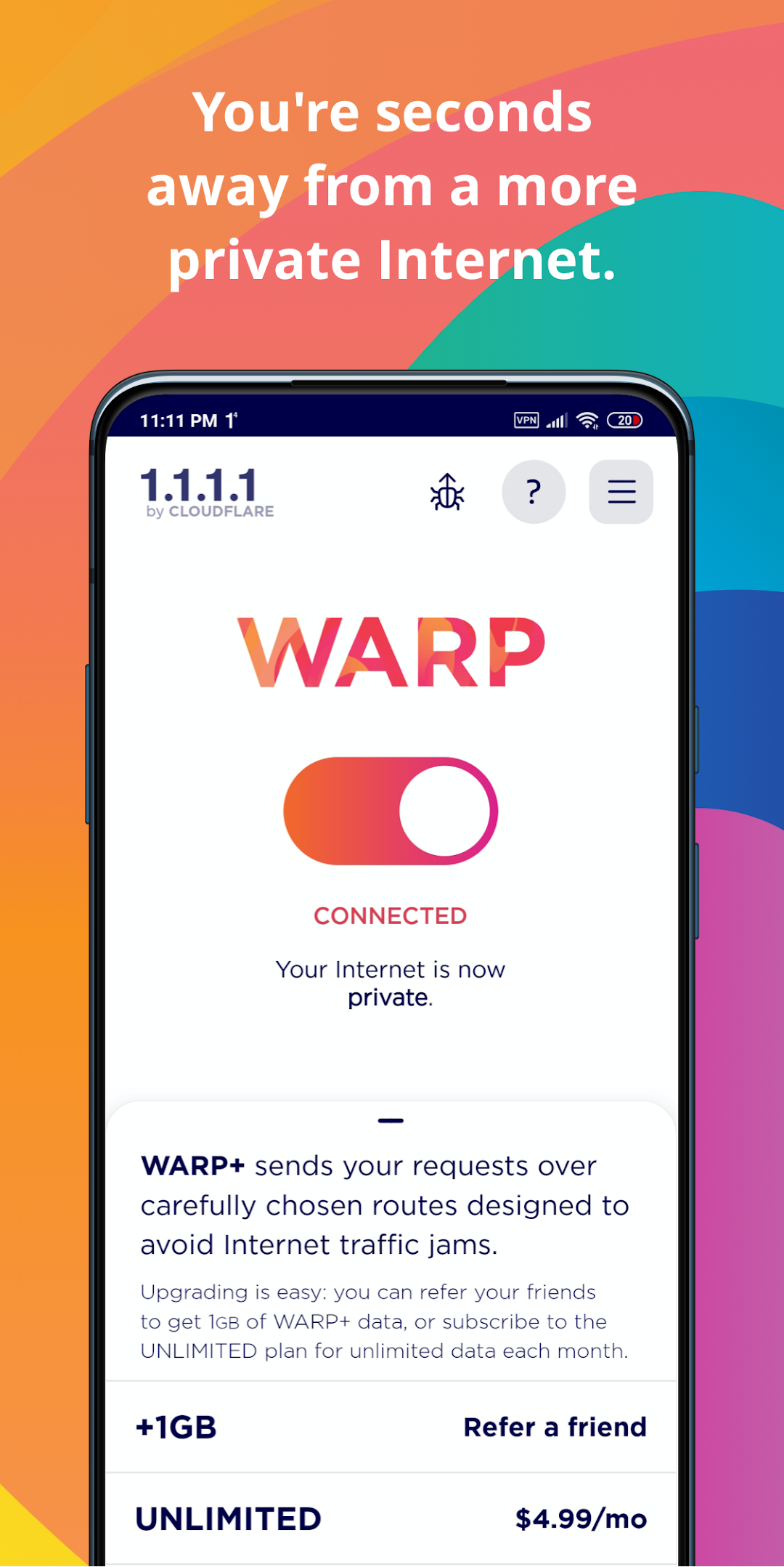 1.1.1.1 + WARP: Safer Internet mod apk screenshot 2